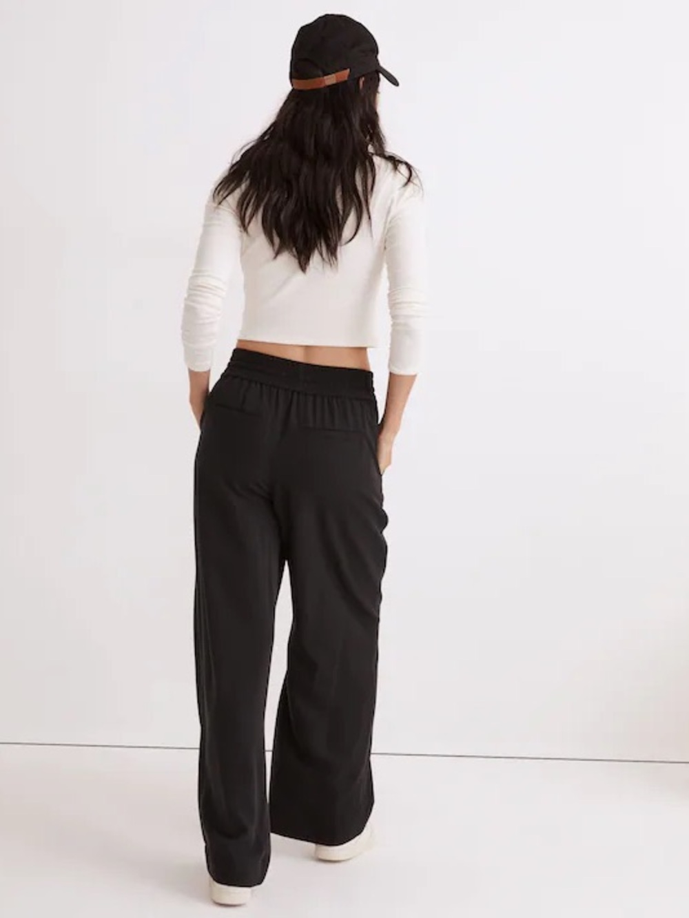 Madewell Drapeweave Carley Wide-Leg Pants Black Flowy Cotton Pants size XS - Picture 2 of 7